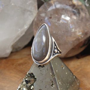 Warrior Ring // Obsidian Silver Sheen - Size 9 - Acid Queen Jewelry