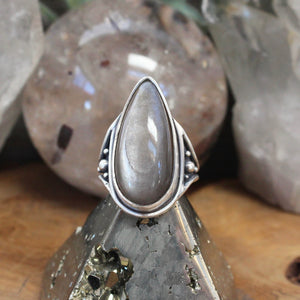 Warrior Ring // Obsidian Silver Sheen - Size 9 - Acid Queen Jewelry