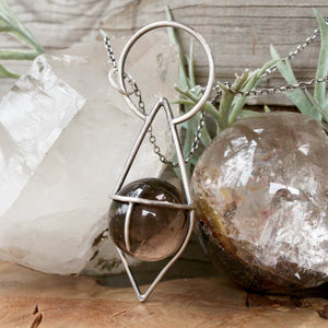 Crystal Ball Pendulum Necklace // Smoky Quartz - Acid Queen Jewelry