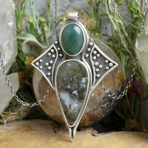 Voyager Necklace // Double Moss Agate - Acid Queen Jewelry