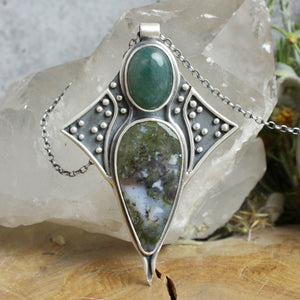 Voyager Necklace // Double Moss Agate - Acid Queen Jewelry
