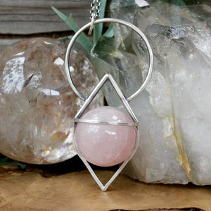 Crystal Ball Pendant // Rose Quartz - Acid Queen Jewelry