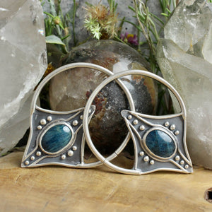 Empress Earweight Hoops // Blue Apatite - Acid Queen Jewelry