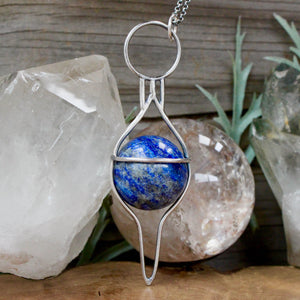 Crystal Ball Pendant //  Lapis Lazuli - Acid Queen Jewelry