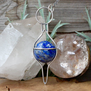 Crystal Ball Pendant //  Lapis Lazuli - Acid Queen Jewelry