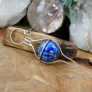 Crystal Ball Pendant //  Lapis Lazuli - Acid Queen Jewelry