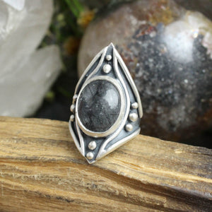 Warrior Ring // Tourmalated Quartz - Size 6 - Acid Queen Jewelry