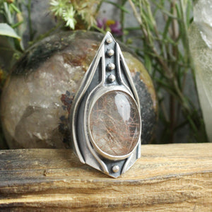 Warrior Ring // Rutilated Quartz - Size 9 - Acid Queen Jewelry