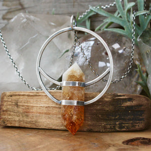 Crescent + Circle Pendant // Citrine - Acid Queen Jewelry
