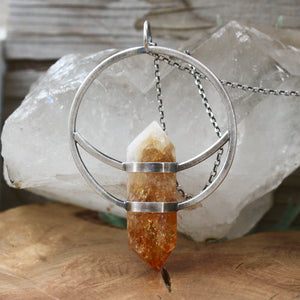 Crescent + Circle Pendant // Citrine - Acid Queen Jewelry