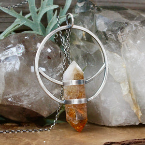 Crescent + Circle Pendant // Citrine - Acid Queen Jewelry