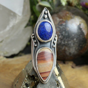 Warrior Shield Ring //  Lapis Lazuli + Jasper  - Size 6.5 - Acid Queen Jewelry