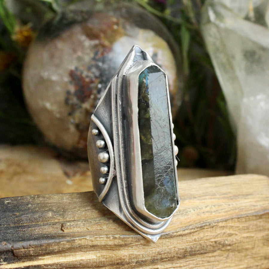 Amplifier Ring // Labradorite - Size 10 - Acid Queen Jewelry