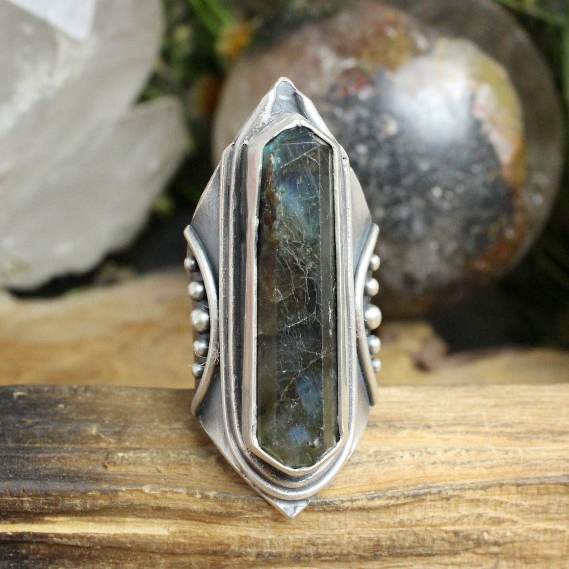 Amplifier Ring // Labradorite - Size 10 - Acid Queen Jewelry