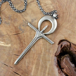 Ankh Pendant // White Bronze + Sterling Silver - Acid Queen Jewelry