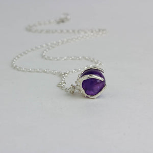 Sorceress Crystal Ball Lariat Necklace- Amethyst - High Polish