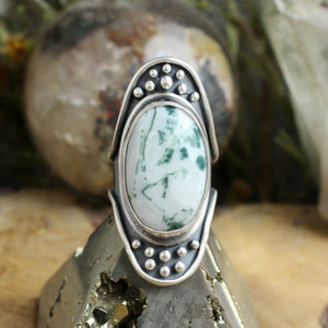 Warrior Shield Ring // Tree Agate - Size 7.5