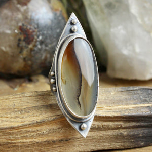 Warrior Shield Ring // Agate - Size 7.5
