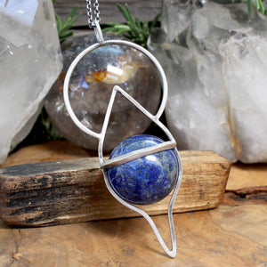 Crystal Ball Pendant //  Lapis Lazuli - Acid Queen Jewelry