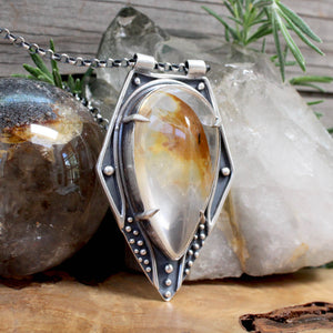 Voyager Pendant// Tangerine (Iron) Quartz - Acid Queen Jewelry