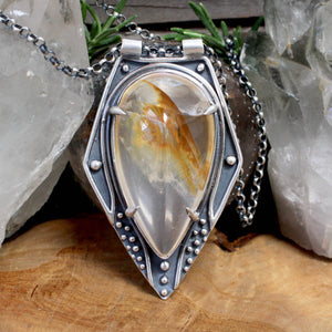 Voyager Pendant// Tangerine (Iron) Quartz - Acid Queen Jewelry