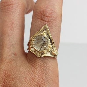 Shakti Ring - Tourmalated Quartz - 14K Gold