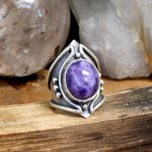Warrior Ring // Charoite - Size 8.5 - Acid Queen Jewelry