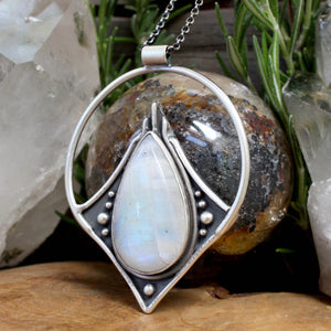 Conjurer Pendant // Rainbow Moonstone - Acid Queen Jewelry