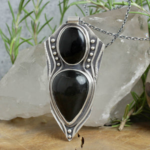 Voyager Shield Necklace // Obsidian Sheen + Onyx