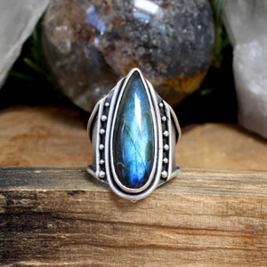 Warrior Ring // Labradorite - Size 10 - Acid Queen Jewelry