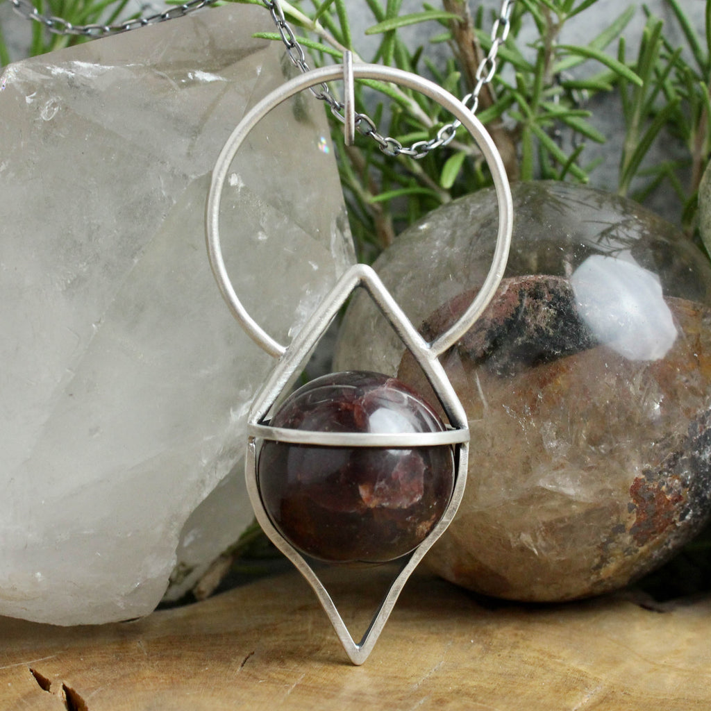 Crystal Ball Pendulum Necklace // Garnet - Acid Queen Jewelry