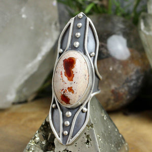 Warrior Shield Ring // Mexican Fire Opal - Size 8