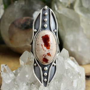 Warrior Shield Ring // Mexican Fire Opal - Size 8