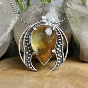 Voyager Moon Necklace // Inclusion Quartz w/ Iron