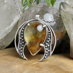 Voyager Moon Necklace // Inclusion Quartz w/ Iron