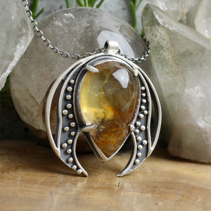 Voyager Moon Necklace // Inclusion Quartz w/ Iron