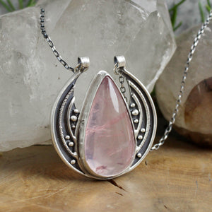 Voyager Moon Necklace  // Rose Quartz