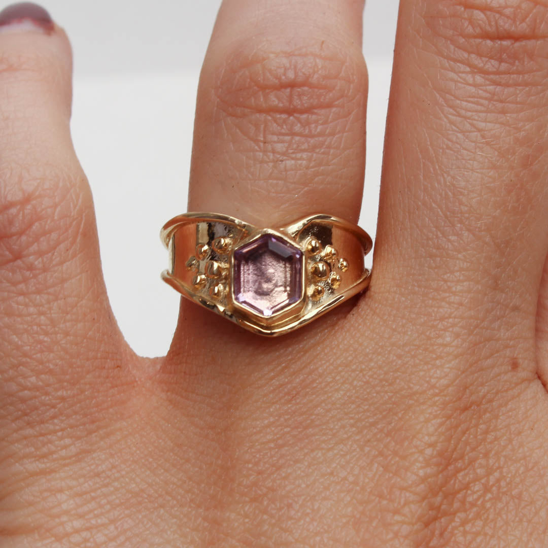 Isis Ring -Amethyst - 14K Gold - Acid Queen Jewelry