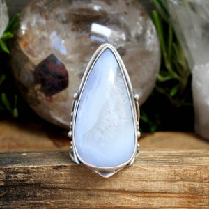 Warrior Ring // Blue Lace Agate - Size 8 - Acid Queen Jewelry