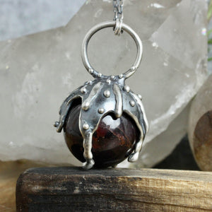 Sorceress Crystal Ball Necklace // Garnet