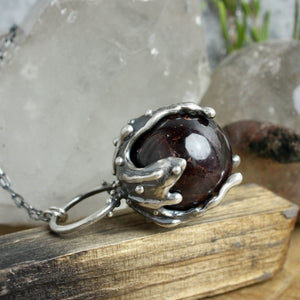 Sorceress Crystal Ball Necklace // Garnet