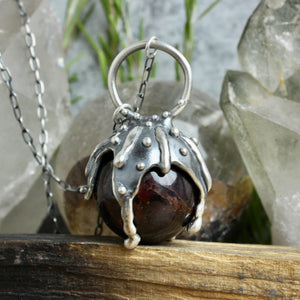 Sorceress Crystal Ball Necklace // Garnet