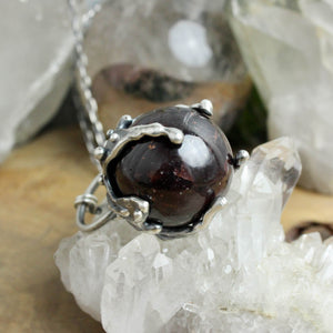 Sorceress Crystal Ball Necklace // Garnet
