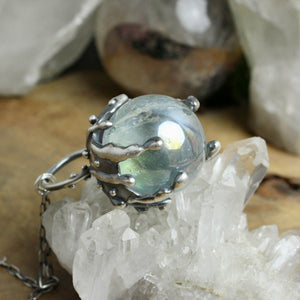 Sorceress Crystal Ball Necklace // Angel Aura Quartz