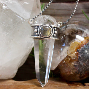 Illumination Necklace // Labradorite and Quartz Point - Acid Queen Jewelry