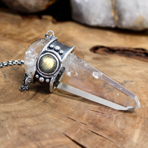 Illumination Necklace // Labradorite and Quartz Point - Acid Queen Jewelry