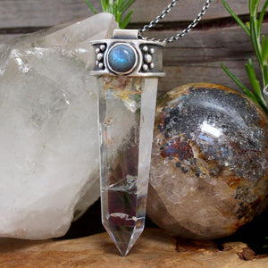 Illumination Necklace // Labradorite and Included Aura Quartz - Acid Queen Jewelry