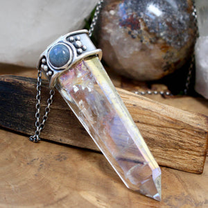 Illumination Necklace // Labradorite and Included Aura Quartz - Acid Queen Jewelry
