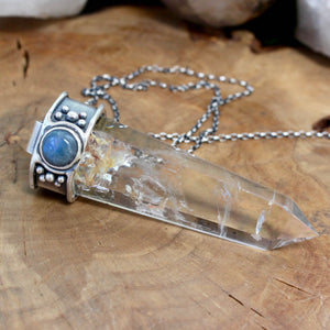 Illumination Necklace // Labradorite and Included Aura Quartz - Acid Queen Jewelry