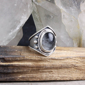 Warrior Ring // Tourmalated Quartz - Size  7.5